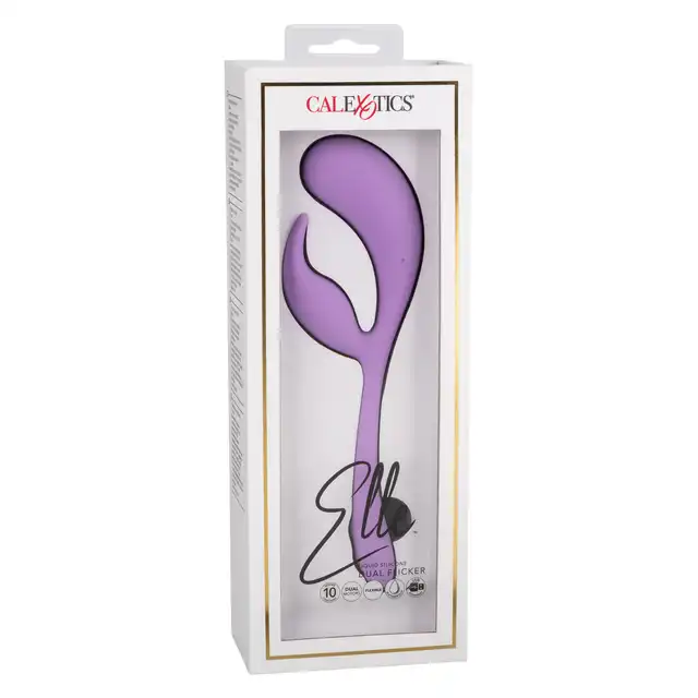 Calexotics - Elle Liquid Silicone Dual Flicker Purple - wibrator premium o ergonomicznym kształcie z wyjątkowym króliczkiem do stymulacji