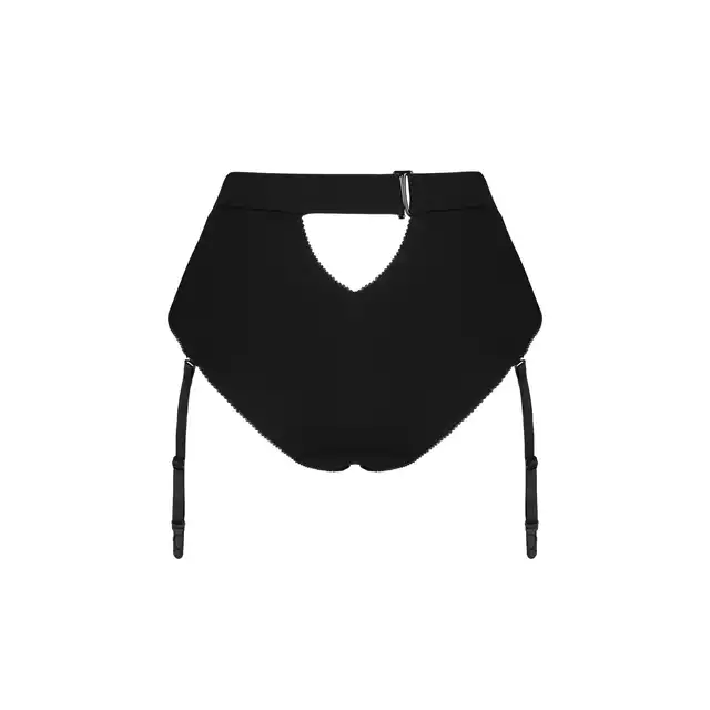 Obsessive - Editya Panties Straps M/L. Koronkowe czarne figi damskie z paseczkami do pończoch. Zmysłowy wzór koronki idealnie podkreśla naturalną kobiecość. Ponadczasowy styl z nutą elegancji