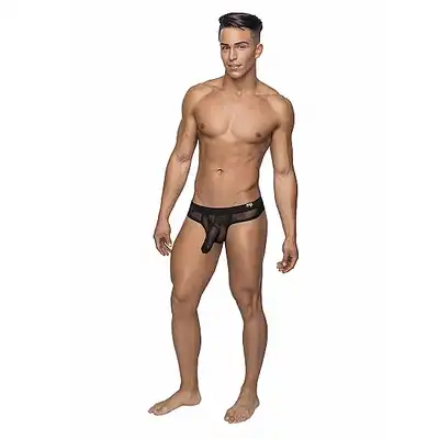 Male Power - Hose Thong S/M Black. Transparentne, niezwykle seksowne męskie majtki z kieszonką na penisa 