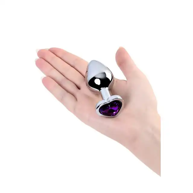 Toyfa - Silver Anal Plug. Wysokiej jakości metalowy korek analny z eleganckim kryształkiem w kolorze ametystu w podstawie