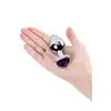 Toyfa - Silver Anal Plug. Wysokiej jakości metalowy korek analny z eleganckim kryształkiem w kolorze ametystu w podstawie