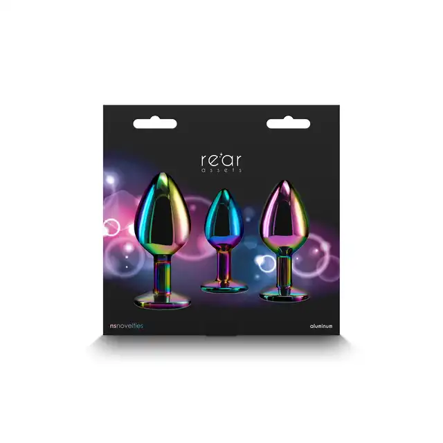 NS Novelties - Rear Assets Kit Heart. Analny metalowy zestaw treningowy z różowego złota z różowym kryształkiem w podstawie. Idealne stopniowanie do treningu analnego