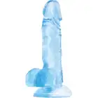 A-Toys - Indy. Realistyczne dildo z jądrami. Mocna przyssawka dla zabawy bez użycia rąk. Elastyczny materiał w krystalicznym kolorze