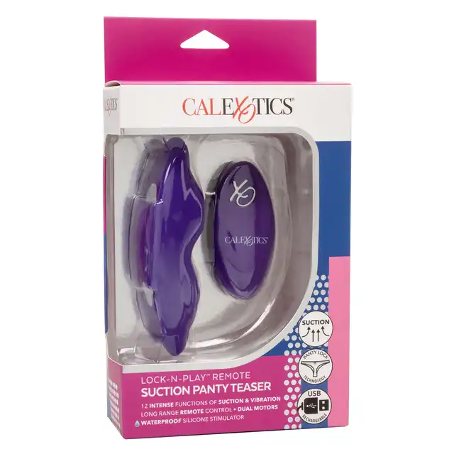 Calexotics - Remote Suction Panty Teaser Purple - wibrator do majtek ze zdalnie sterowanym pilotem. Wyposażony w przyjemne ssanie