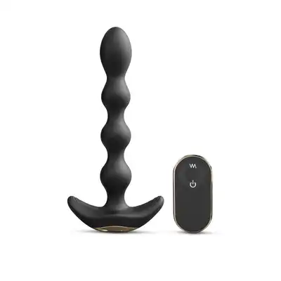 Dorcel - Flexi Balls - Anal Vibrator with Remote Control - Black - wibrator analny z koralikami i zdalnie sterowanym pilotem 