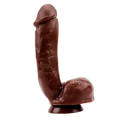 Chisa - Hard On Brown 22 cm. Realistyczne brązowe dildo o niesamowitych teksturach i dużych jądrach. Mocna przyssawka. 