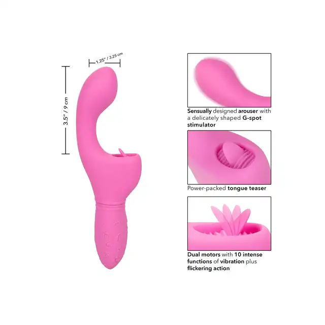 Calexotics - Butterfly Kiss Flicker Pink - wibrator do punktu G i intensywny języczek do stymulacji oralnej 
