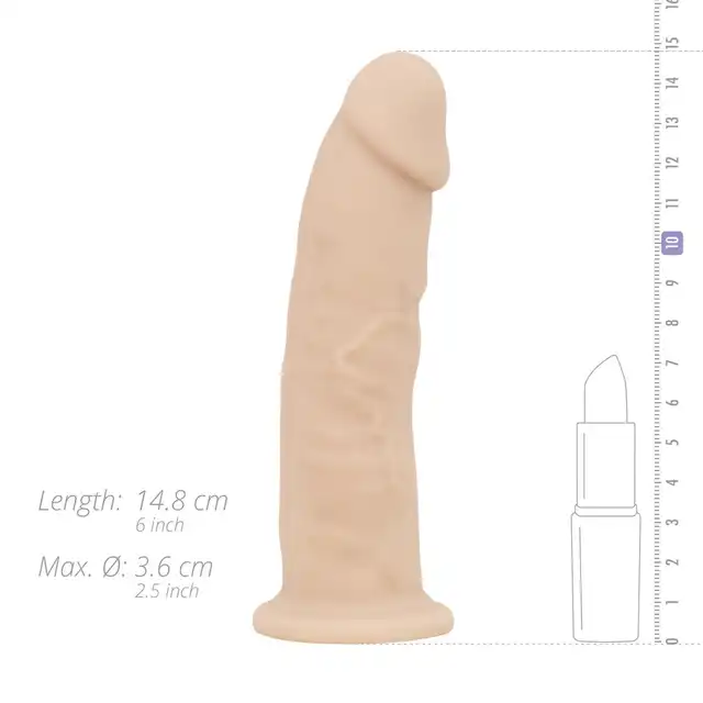 Real Fantasy - Harris Realistic. Dildo bez jąder o realistycznym odlewie. Z materiału silexpan. 14,8 cm długości, 3,6 cm średnicy