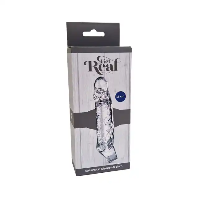 Toy Joy - Extension Sleeve Medium. Transparentna realistyczna nakładka na penisa 16 cm długości 