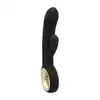 7Candy - Rabbit Twin Touch Black. Elegancki czarno-złoty wibrator z króliczkiem z silikonu medycznego