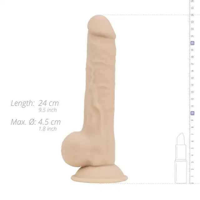 Real Fantasy - Quentin Realistic Dildo. Realistyczne silikonowe dildo z przyssawką. Hipoalergiczny materiał silexpan. 24 cm długości, 4,5 cm średnicy