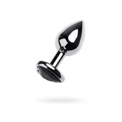 Toyfa - Silver Anal Plug. Wysokiej jakości metalowy korek analny z eleganckim czarnym kryształkiem w podstawie.
