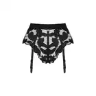 Obsessive - Editya Panties Straps XS/S. Koronkowe czarne figi damskie z paseczkami do pończoch. Zmysłowy wzór koronki idealnie podkreśla naturalną kobiecość. Ponadczasowy styl z nutą elegancji