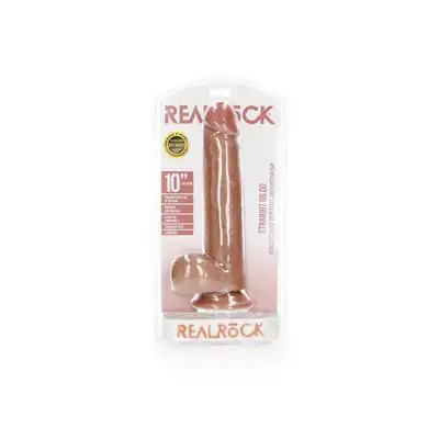 Straight Realistic Dildo  Balls  Suction Cup - 10""/ 25,5 cm