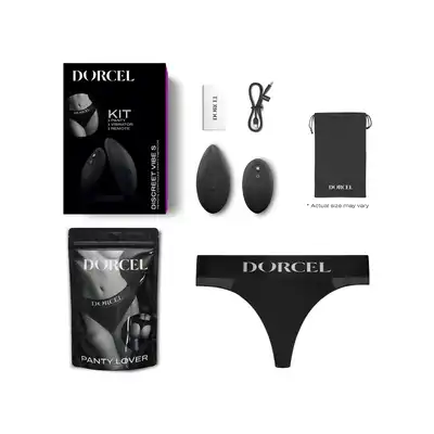 Dorcel - Discreet Vive S. Wibrator łechtaczkowy z bezprzewodowym pilotem. W zestawie ultra seksowne stringi o sportowym kroju z kieszonką na wibrator