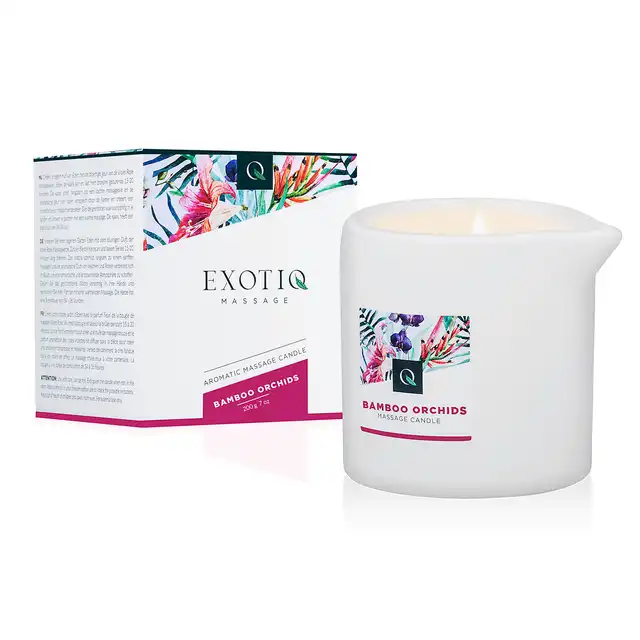 Exotiq - Massage Candle Bamboo Orchids 200g. Duża świeca do masażu na bazie olejku kokosowego. Cudowny zapach orchidei. Mega Sale!