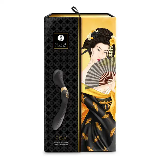 Shunga - ZOA - Intimate massager black - luksusowy, wielofunkcyjny wibrator o potężnym silniku wykonany z silikonu premium 