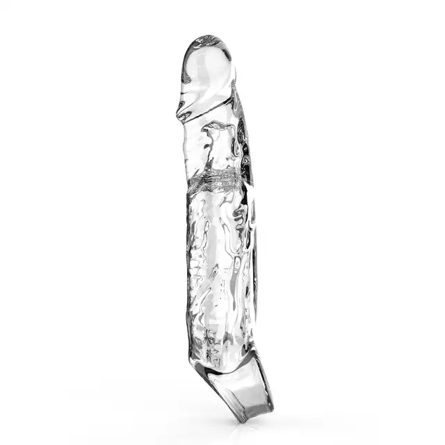 Toy Joy - Extension Sleeve Large. Przezroczysta realistyczna przedłużka na penisa 19 cm z ringiem pod jądra