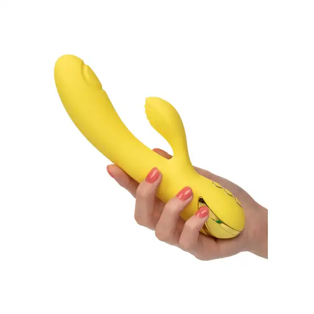 Calexotics - California Dreaming - San Diego Seduction Yellow - wibrator z króliczkiem. Końcówka z ruchem pulsacyjnym do perfekcyjnej stymulacji punktu G 