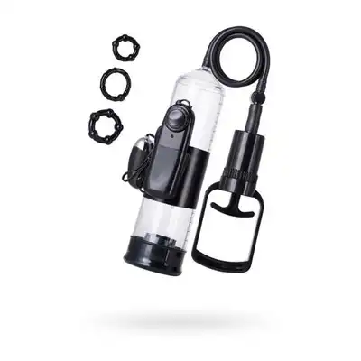 A-Toys - Vacuum Pump. Przezroczysta pompa do penisa z funkcją wibracji. Wzmocnij erekcję, powiększ penisa i stymuluj go w wyjątkowy sposób