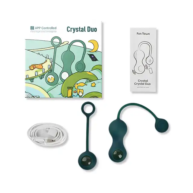 Magic Motion - Crystal Duo Smart Kegel. Zestaw 3 kulek gejszy. 2 sterowane na aplikację. Nieograniczony zasięg. 
