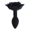 Kiotos - Black Rose Anal Plug. Elegancki silikonowy plug z czarną różą. Bardzo zmysłowy dodatek