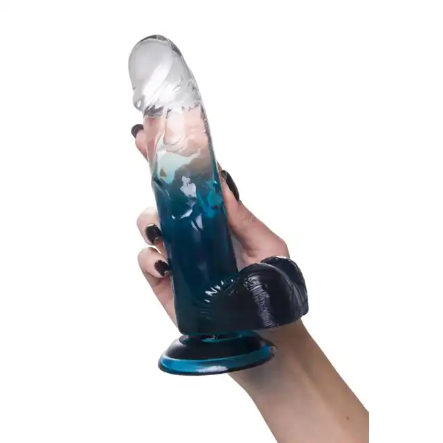A-Toys - Radi. Dildo realistyczne o wyjątkowej kolorystyce. Bezbarwno-turkusowe! Mocna przyssawka pozwala na długie sesje bez użycia rąk