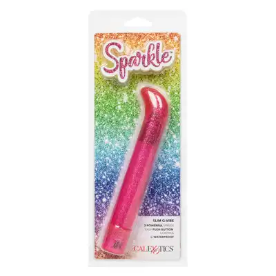 Calexotics - Sparkle Slim G-Vibe Pink. Wibrator punktu G w brokatowym wydaniu. Oddaj się olśniewającej przyjemności i 3 prędkościom wibracji