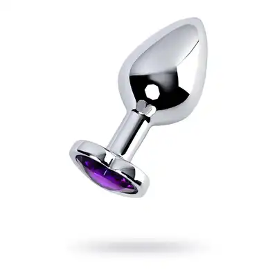 Toyfa - Silver Anal Plug. Wysokiej jakości metalowy korek analny z eleganckim kryształkiem w kolorze ametystu w podstawie