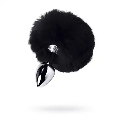 Toyfa - Silver Bunny Plug Black. Mała metalowa wtyczka analna z puszystym króliczym ogonkiem. Idealny dodatek do roleplay