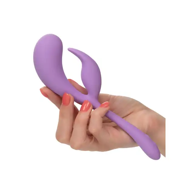 Calexotics - Elle Liquid Silicone Dual Flicker Purple - wibrator premium o ergonomicznym kształcie z wyjątkowym króliczkiem do stymulacji