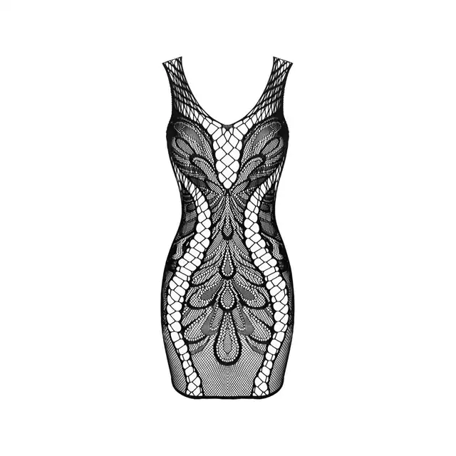 Obsessive - D608 sukienka S/M/L - dzianinowa sukienka ze zmysłowymi wzorami. Kusząco odkryte plecy