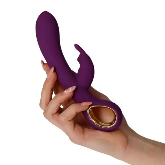 7Candy - Grip Hot Rabbit Purple. Wibrator do punktu G z króliczkiem do łechtaczki. Elegancki odcień fioletu z dodatkiem złota 