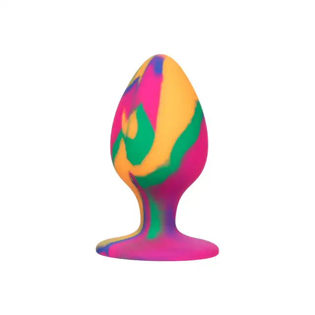 Calexotics - Cheeky Large Tie-Dye Plug - silikonowy, gładki korek analny z oryginalną kolorystyką