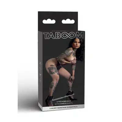 Taboom - Expandable Spread Bar with Ankle Cuffs. Wytrzymały drążek w zestawie z kajdankami na kostki. Regulacja długości drążka pozwala Ci rozchylić nogi partnerki tak jak lubisz