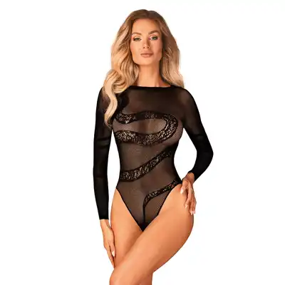 Obsessive - B137 body XL/XXL - dzianinowe body ze odkrytymi plecami. Kuszący wzór węża