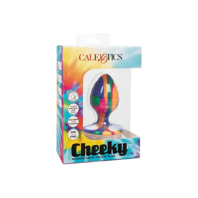 Calexotics - Cheeky Medium Swirl Plug - silikonowy korek analny ze żłobieniami i oryginalną kolorystyką 