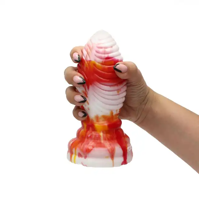 Kiotos Monstar - Beast 6. Marmurkowe dildo w kształcie jaja potwora o prążkowanej powierzchni. 6,5 cm średnicy