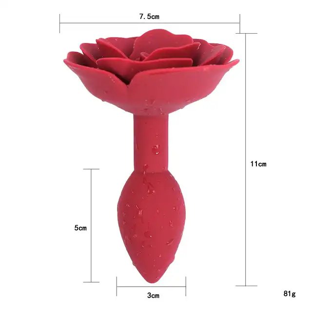 Kiotos - Red Rose Anal Plug. Zmysłowy czerwony korek analny z różą. Bardzo elegancki 