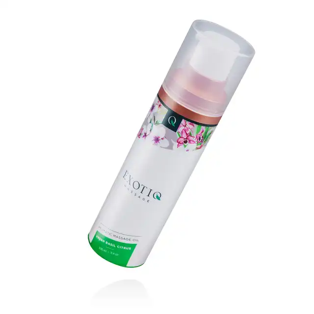 Exotiq - Massage Oil Sensual Basil Citrus. Cudowny aromatyzowany olejek do masażu o świeżym zapachu cytrusów w połączeniu z bazylią