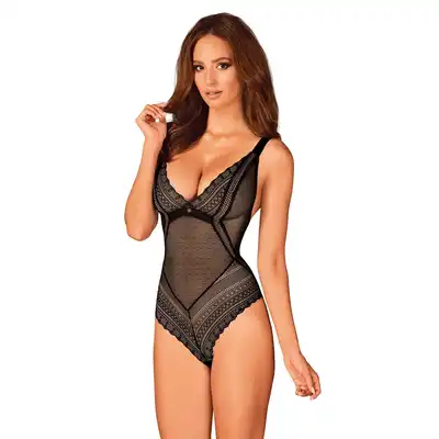 Obsessive - Estiqua body M/L - kobiece body z siateczki ze zmysłowo odkrytymi plecami