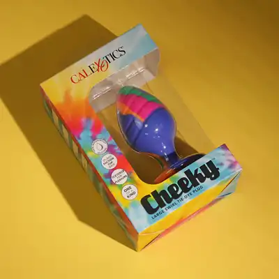 Calexotics - Cheeky Large Swirl Plug -  duży, silikonowy korek analny ze żłobieniami i oryginalną kolorystyką