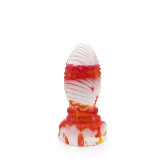 Kiotos Monstar - Beast 6. Marmurkowe dildo w kształcie jaja potwora o prążkowanej powierzchni. 6,5 cm średnicy