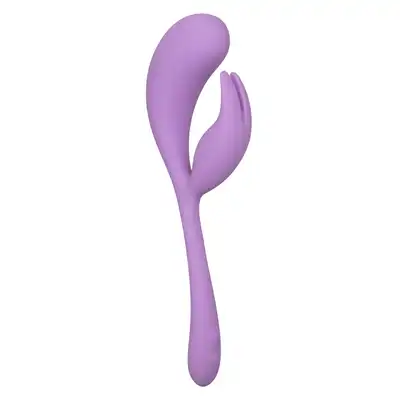 Calexotics - Elle Liquid Silicone Dual Flicker Purple - wibrator premium o ergonomicznym kształcie z wyjątkowym króliczkiem do stymulacji