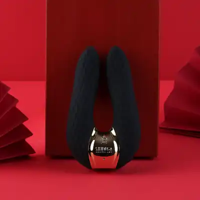 Shunga - AIKO - Intimate massager black - elegancki stymulator łechtaczki z dwoma potężnymi silnikami