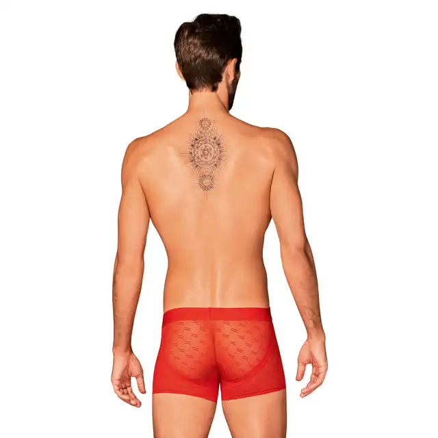 Obsessive - Obsessiver Boxers L/XL. Seksowne czerwone bokserki męskie. Pół transparentne wstawki materiału wzbudzą zainteresowanie Twojej partnerki