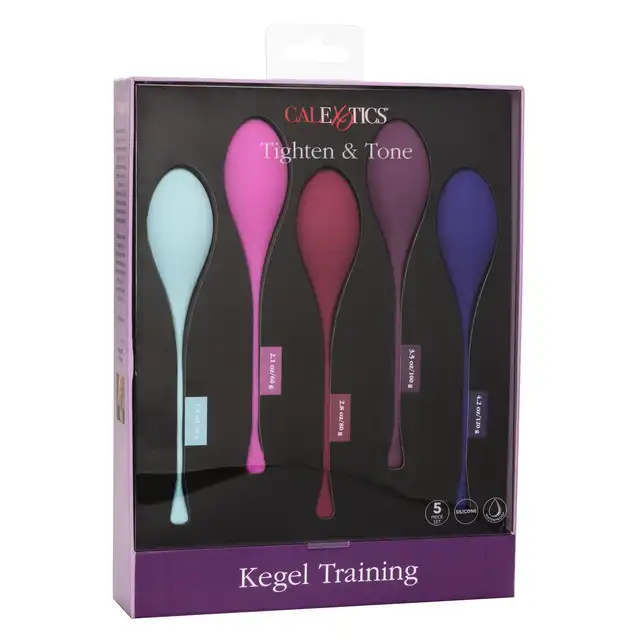 CalExotics - Kegel Training. Silikonowy zestaw do treningu mięśni kegla. Wzmocnij swoje dno miednicy, dzięki 5 stopniowanym kulkom gejszy. Naturalne wzmocnienie doznań seksualnych