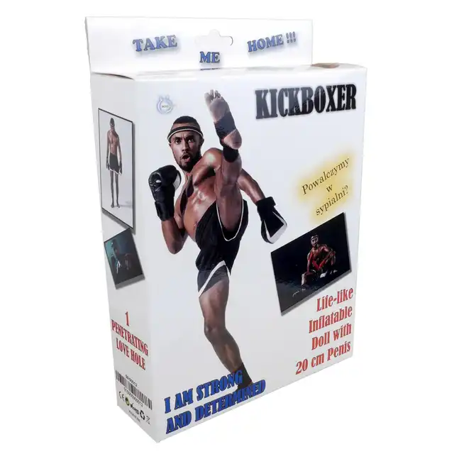 Bseries -  Kickboxer. Dmuchana męska lalka z nadrukiem włosów na klatce piersiowej. Otwór analny, penis 20 cm. Super zabawa gwarantowana. 