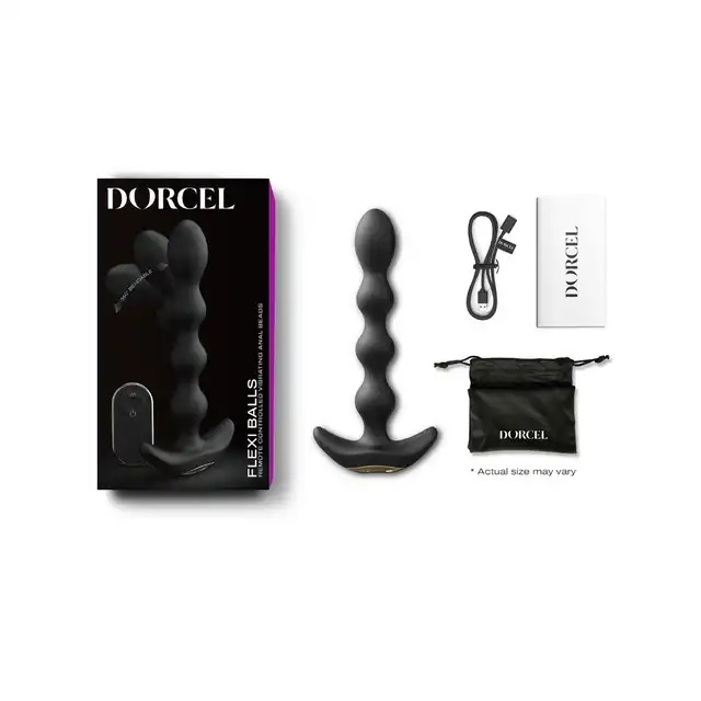 Dorcel - Flexi Balls - Anal Vibrator with Remote Control - Black - wibrator analny z koralikami i zdalnie sterowanym pilotem 