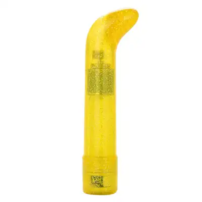 Sparkle - Sparkle Mini G- Vibe. Żółty brokatowy wibrator z wygięciem do masażu punktu G 